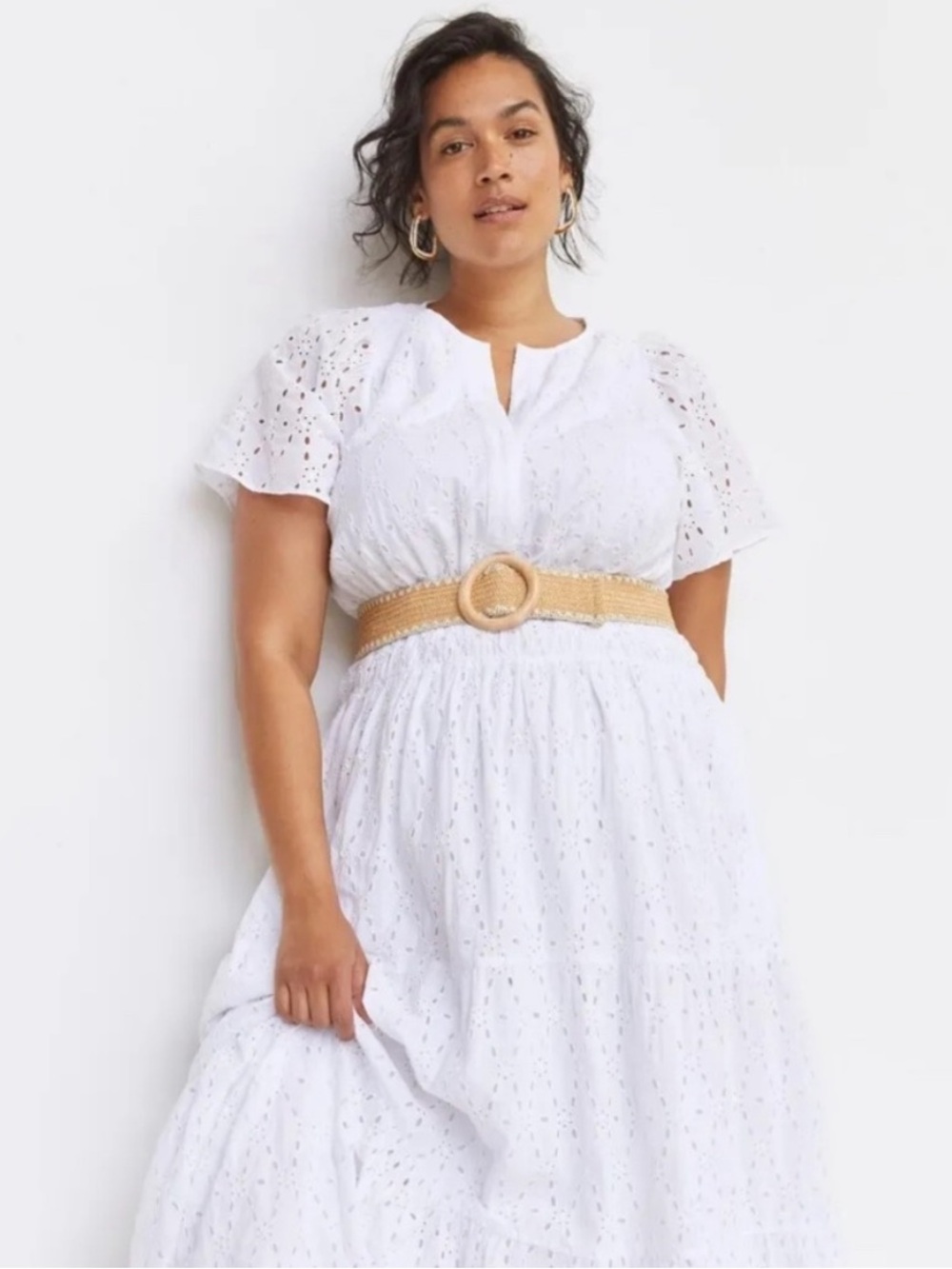 Anthropologie The Somerset Short Sleeve Maxi Dress White Eyelet Edition Size XL - Picture 3 of 16
